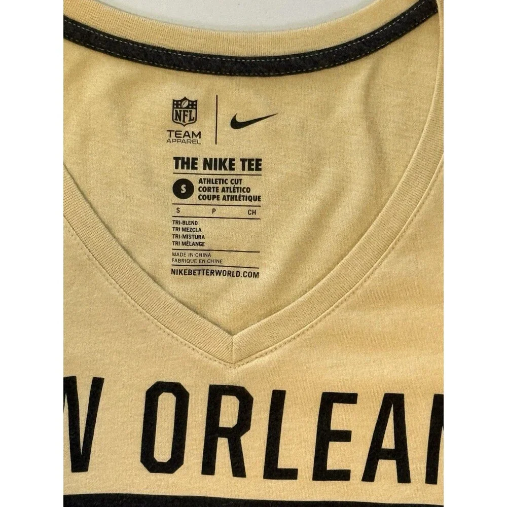 Nike Women's NFL New Orleans Saints Tee Small Black Gold Athletic Cut